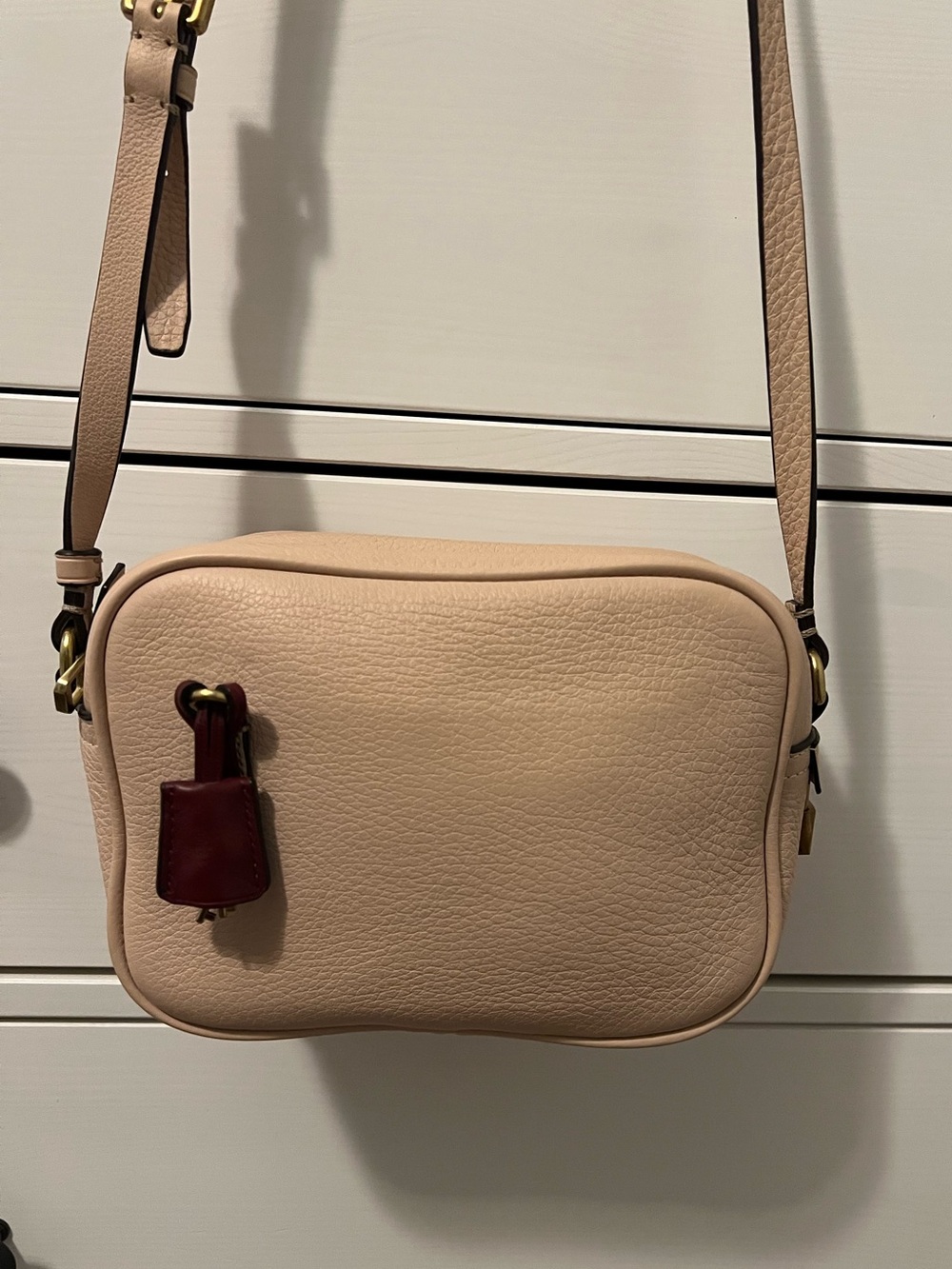 J. Crew Blush Pink Crossbody with Burgundy Charm